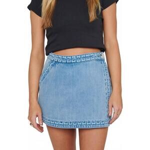 NEW SHOW ME YOUR MUMU wyatt wrap mini skort in twister blue